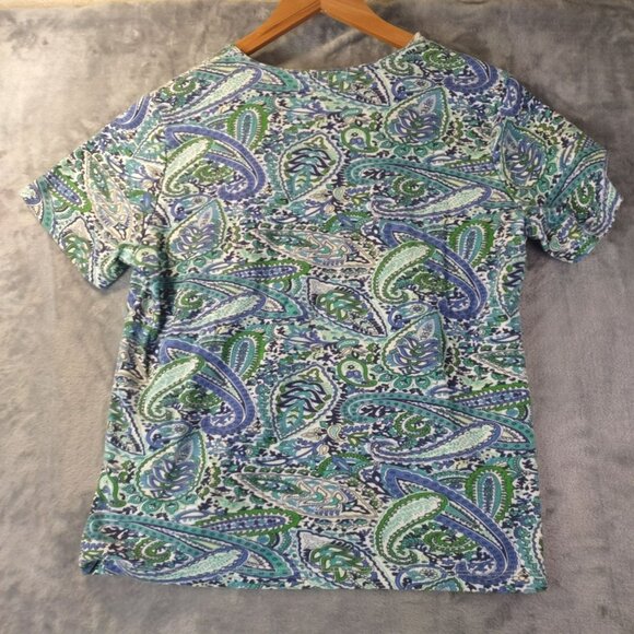 Rebecca Malone Petite Paisley Print T-Shirt PL Cotton/Polyester Blend Multicolor - Picture 8 of 9